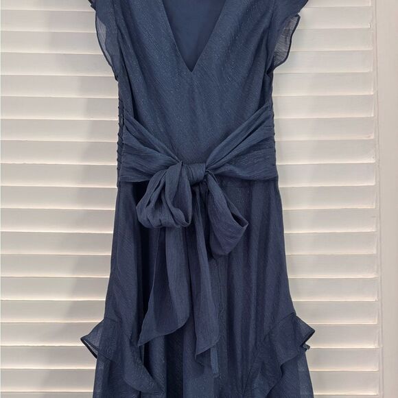 NWOT Ted Baker Laurae Bias Cut Ruffle Gown in Midnight Blue Shimmer - Picture 12 of 12